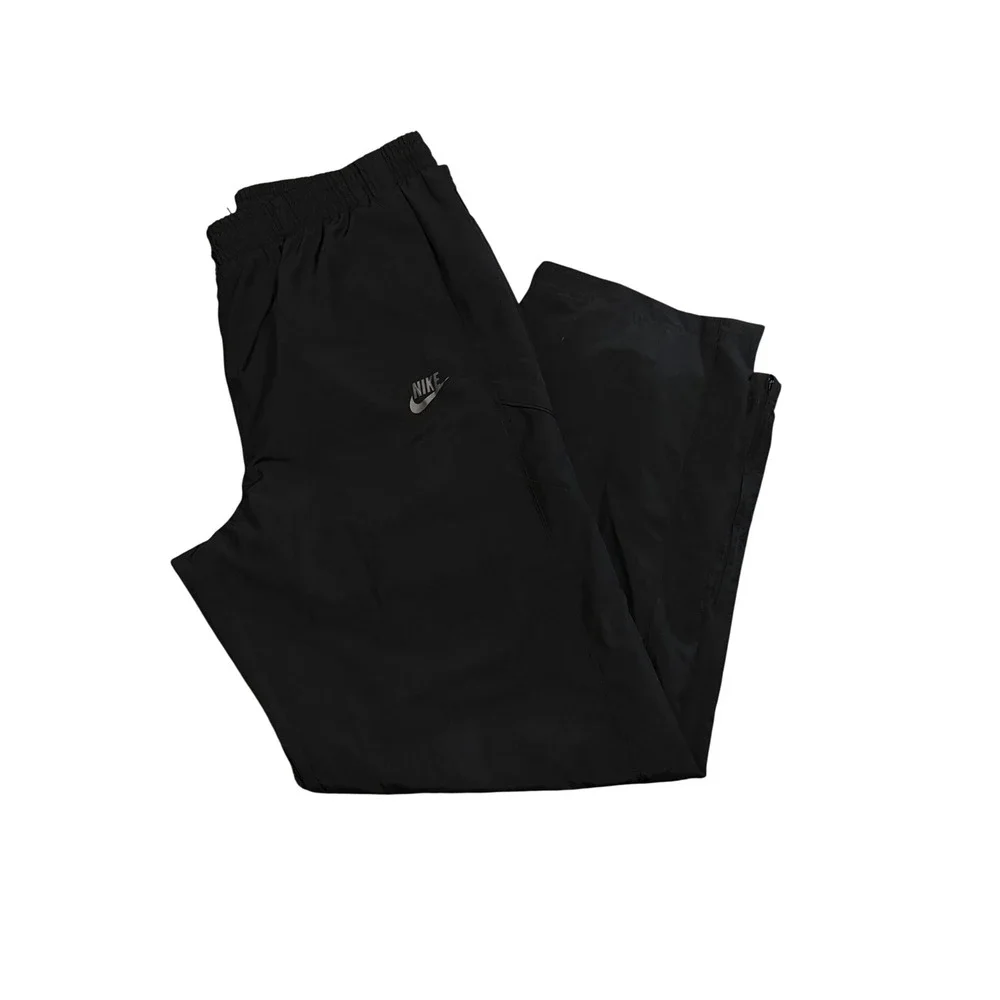 Nike Y2K Sportswear Mens XXL Black Woven Mesh Lined Track Pants Zippers
